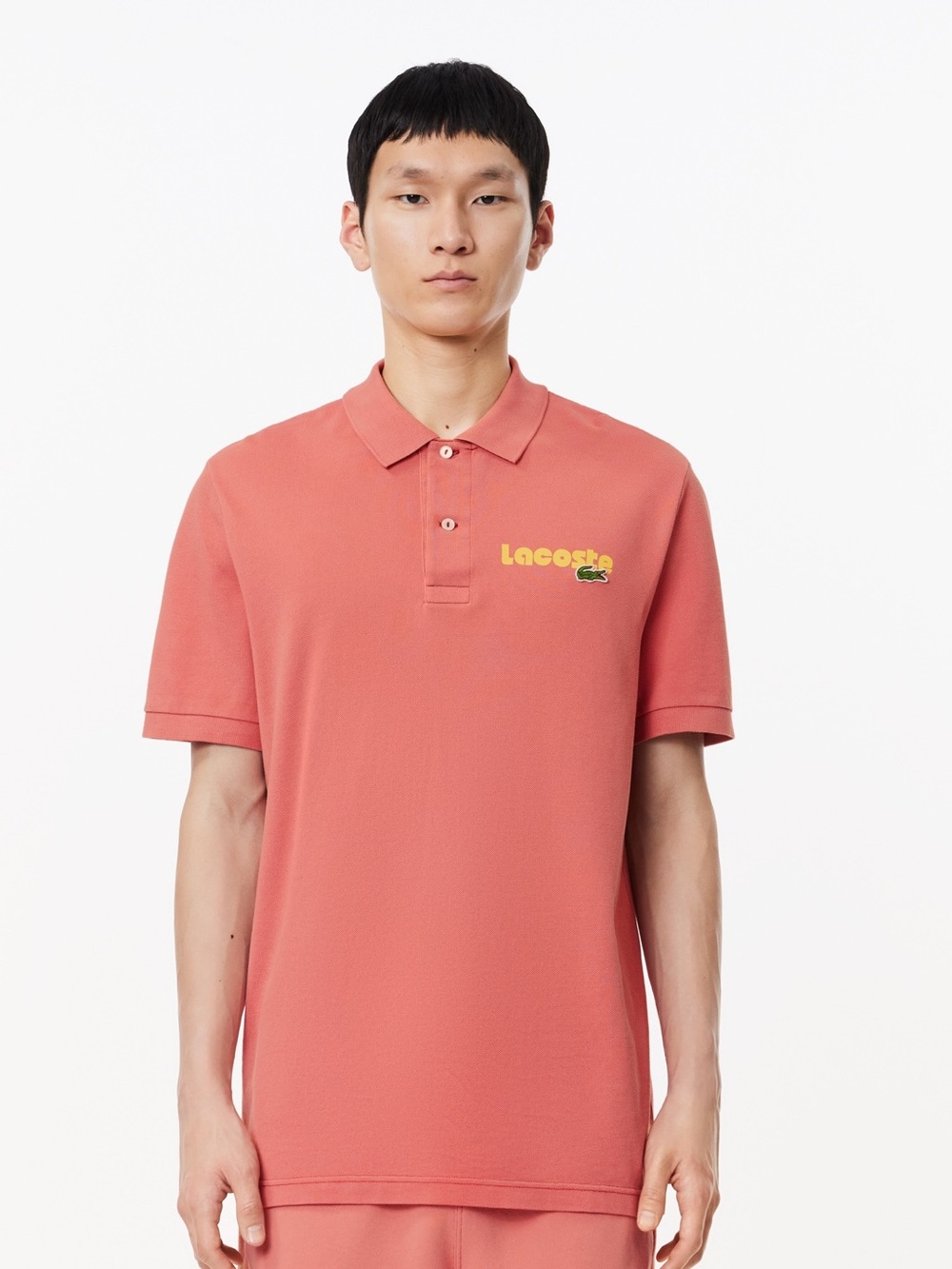Lacoste Men's Polo Shirt Coral Pink Logo Classic Fit NWT